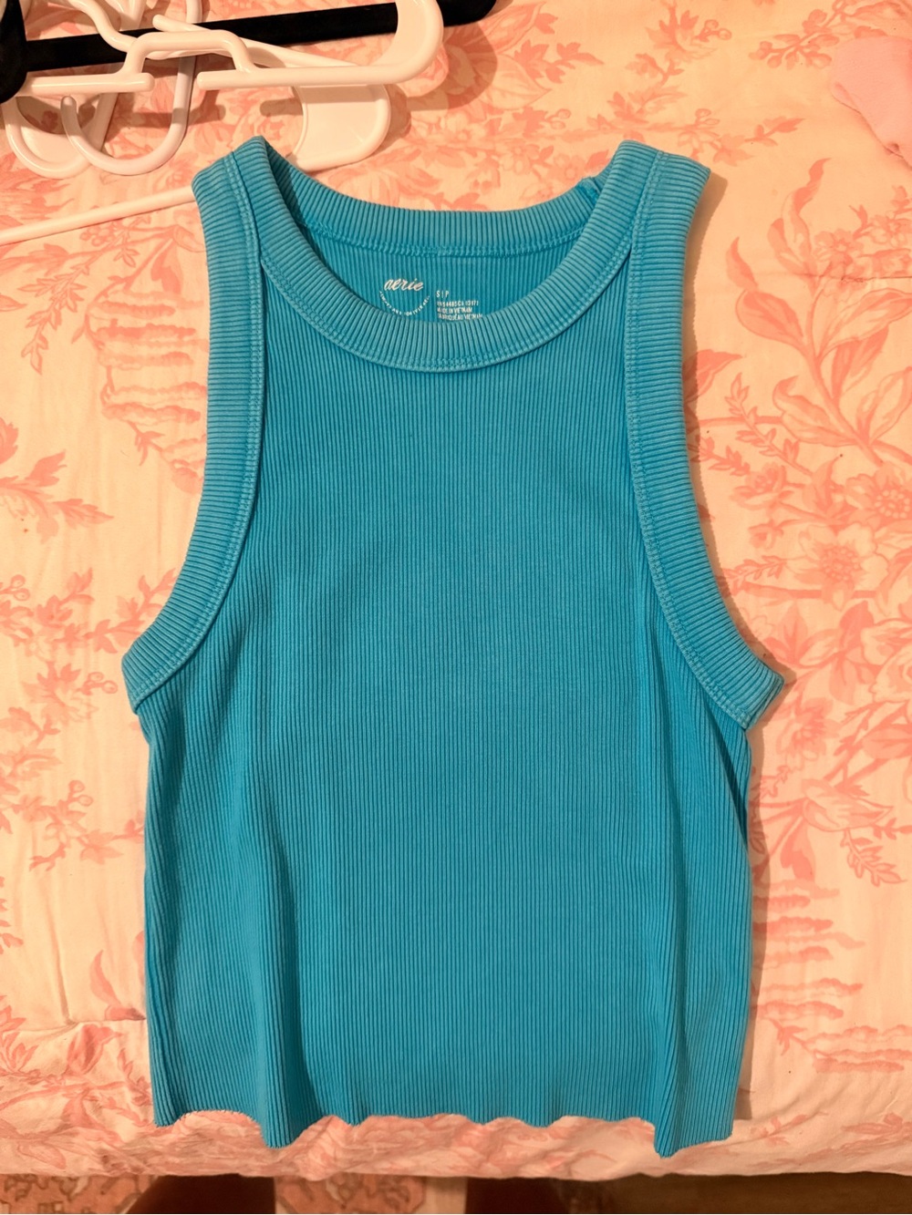 aerie Ribbed Tank Top in Teal Blue
